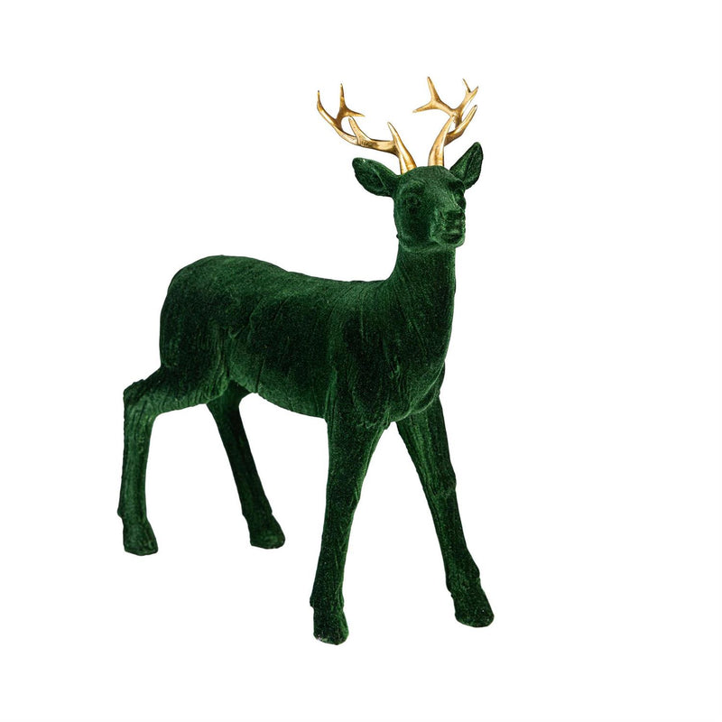 Shades of Green Table Décor Deer Flocked Resin, Asst, 11"H