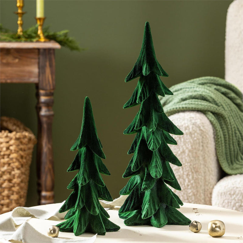Shades of Green Table Décor Tree Flocked Resin Set
