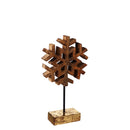 Wood Metallic Finish Snowflake on Stand Table Décor, Set of 2