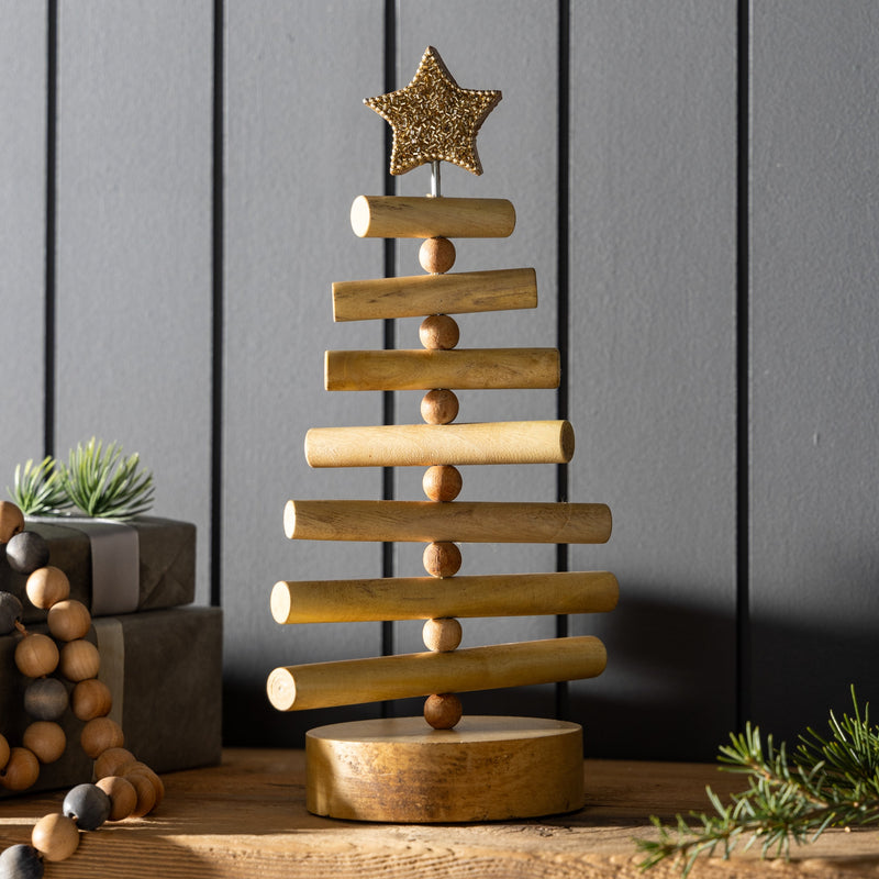 10" Wood Christmas Tree Table Decor,8taw4745