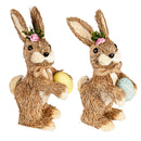 Bunny Blooms Table Decor Natural Fiber Easter Bunny with Egg, Asst of 2