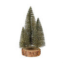 Shades of Green Table Décor Plastic and Wood Bottle Brush Tree Trio, 9.5"H