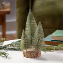 Shades of Green Table Décor Plastic and Wood Bottle Brush Tree Trio, 9.5"H