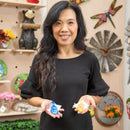 3.5" Acrylic Bird Table Decor in Basket, Birds in Blooms,8tax9863