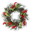 Holly and Pinecone Wreath,8wr084