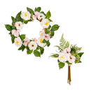Memorial Wreath & Stem Set, Pink & White