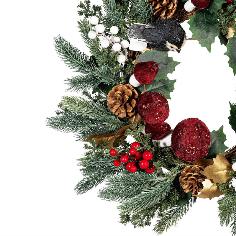 Woodland Storybook Wreath Artificial with Pine Cone and Berry, 20"