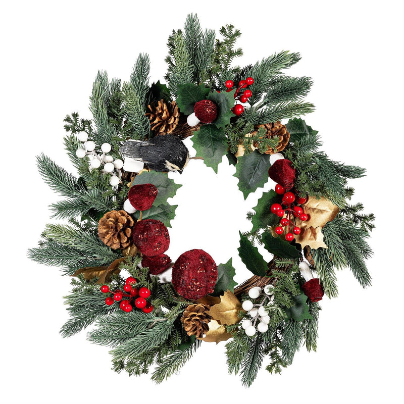 Woodland Storybook Wreath Artificial with Pine Cone and Berry, 20"