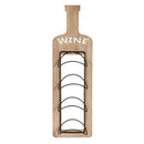 Wine Bottle Shaped Wood and Metal Wall Wine Holder