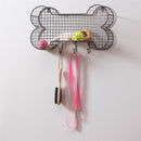 Black Metal Dog Bone Wall Storage Bin with Hooks