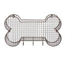 Black Metal Dog Bone Wall Storage Bin with Hooks