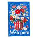 Basket of Patriotic Flowers Applique House Flag