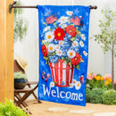 Basket of Patriotic Flowers Applique House Flag