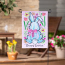 Happy Easter Bunny With Bow Applique Flag Garden