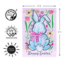 Happy Easter Bunny With Bow Applique Flag Garden