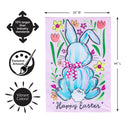 Happy Easter Bunny With Bow Applique Flag House