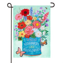 Cottage Garden Floral Kindness Applique Flag Garden