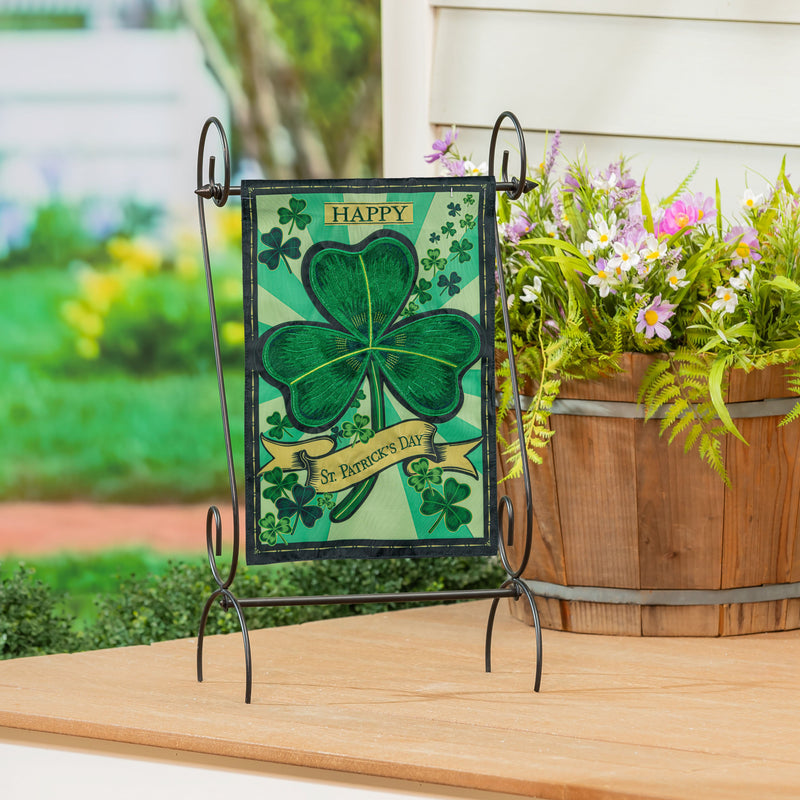St Patrick's Day Shamrock Applique Garden Flag