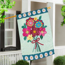 Homespun Bouquet Applique Flag House