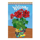 Mexican Pottery With Geraniums Applique House Flag