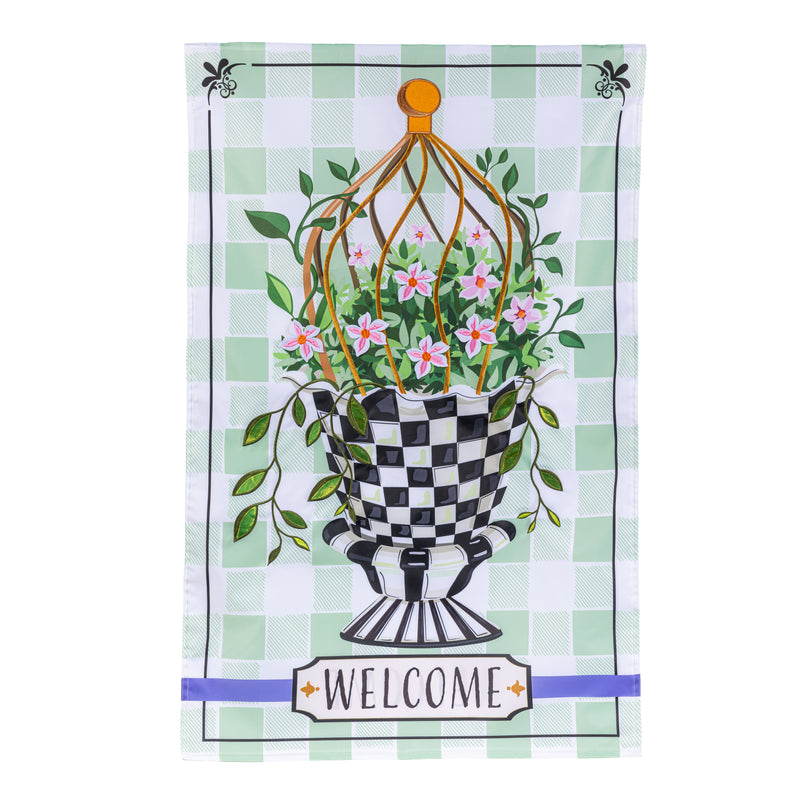 Spring Topiary Applique House Flag