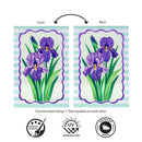Patterned Irises Applique Flag House