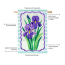 Patterned Irises Applique Flag House