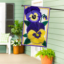 Vibrant Pansies Applique House Flag
