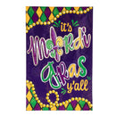 It's Mardi Gras Y'all Applique House Flag