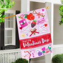 Valentine's Day Icons Applique Flag House