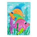 Funky Tropical Fish Applique Garden Flag