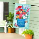 Cottage Garden Floral Kindness Applique Flag House