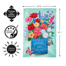 Cottage Garden Floral Kindness Applique Flag House