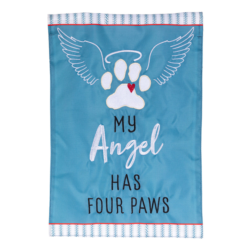 My Angel Has Four Paws Applique Garden Flag