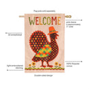 Welcome Turkey Polka Dot Applique Flag House