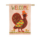 Welcome Turkey Polka Dot Applique Flag House