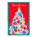 Vintage Christmas Tree Applique Flag With Rippled Edge House