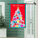Vintage Christmas Tree Applique Flag With Rippled Edge House