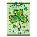 Happy St. Patrick's Day Shamrock Applique Garden Flag