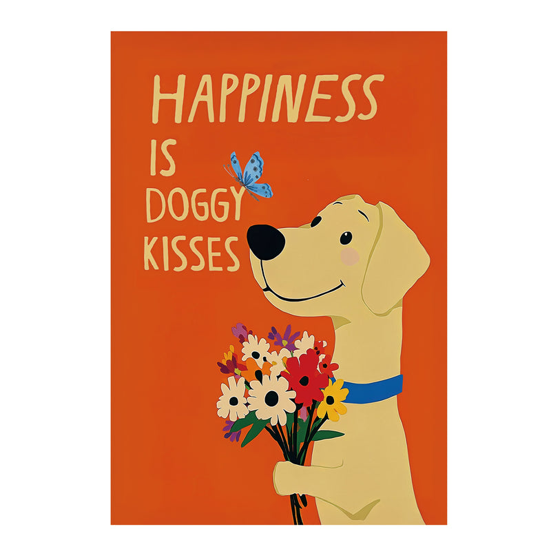 Happy Dog Kisses Applique House Flag