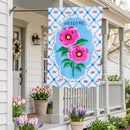 Peony Blossoms Applique Flag House
