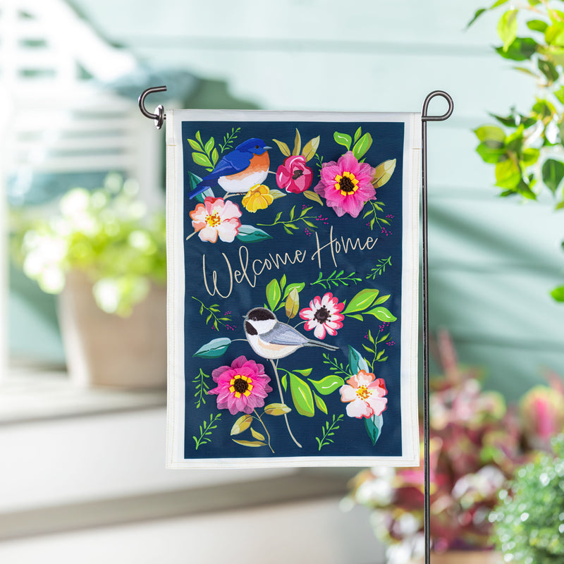 Welcome Home Songbirds Applique Garden Flag