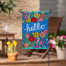 Hello Floral Bloom Applique Flag Garden