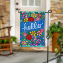 Hello Floral Bloom Applique Flag Garden