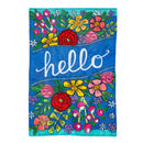 Hello Floral Bloom Applique Flag Garden