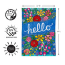 Hello Floral Bloom Applique Flag Garden
