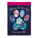 Pet Central Floral Paw Print Applique Flag Garden