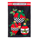 Christmas Checkered Ornaments Applique Flag House