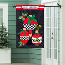Christmas Checkered Ornaments Applique Flag House
