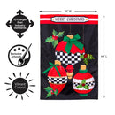 Christmas Checkered Ornaments Applique Flag House
